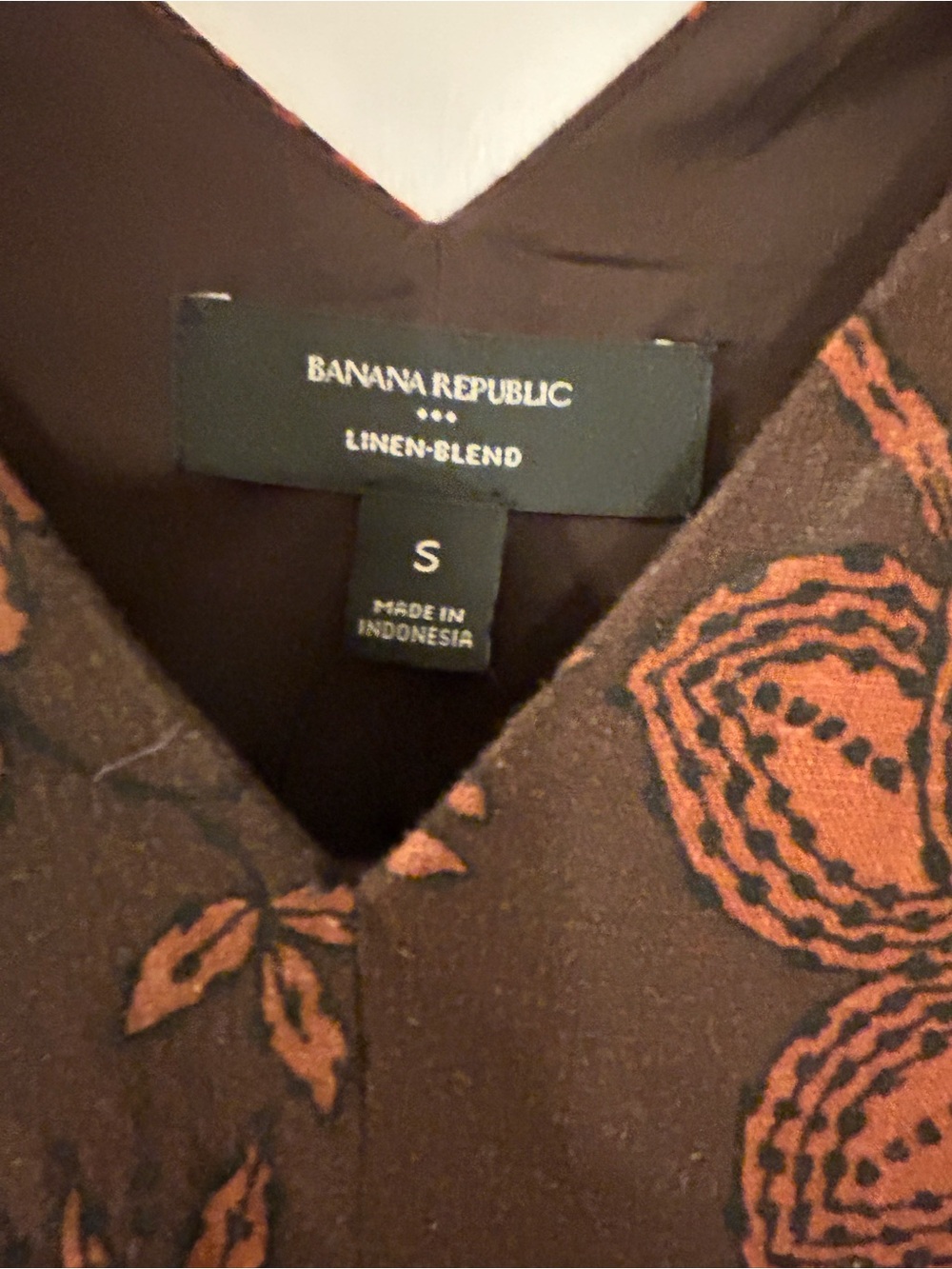 NWT Banana Republic Factory Linen Brown Floral V-Neck Midi Dress - Picture 7 of 10